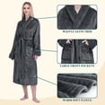 thumbnail image 3 of PAVILIA Plush Fleece Robe for Women, Soft Cozy Long Bathrobe with Satin Waffle Trim, Warm Lightweight Spa Robe, Housecoat with Pockets & Tie Belt, Gray, S/M, 3 of 10
