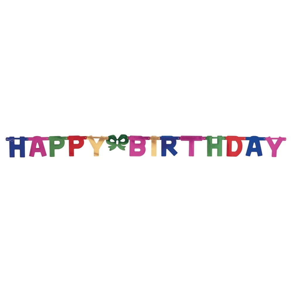 8" x 8 1/2' Jointed Banner Large Happy Birthday Multicolor Happy