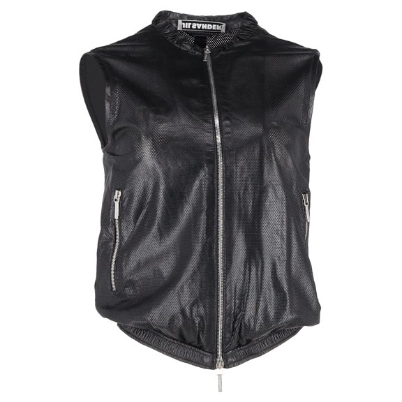 Pre-Owned Jil Sander Perforated Zipped Vest Jacket in Black Leather