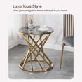 thumbnail image 6 of KEIVVAKN Glass End Tables Gold Coffee Table Center Table in Living Room Furniture Round Stainless Steel Frame, 6 of 8