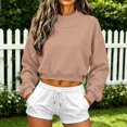 thumbnail image 2 of Womens Mock Neck Sweatshirts Long Sleeve Loose Fit Cropped Shirts Casual Soft Trendy Shirts Basic Tees Cute Y2K Fashion Pullover Top Tunics 2026 Fall Outfits Fall Winter Outfits Clothes Khaki M, 2 of 9