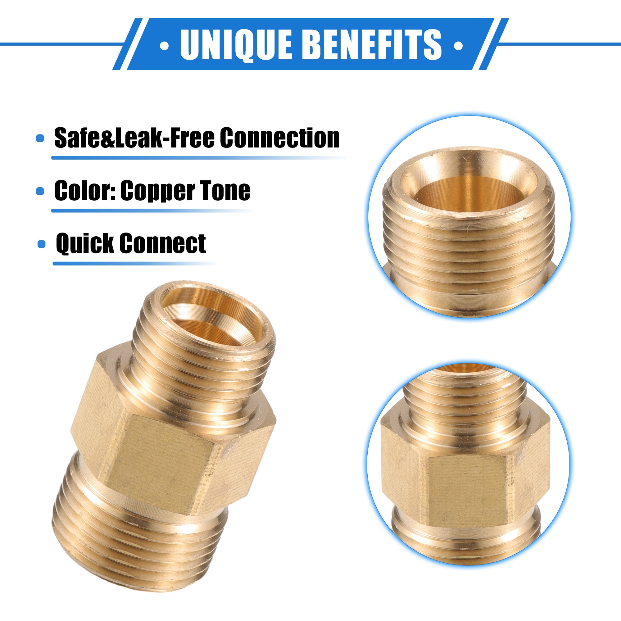 Unique Bargains Pressure Washer Connector M18x1.5 to M22x1.5 Adapter Brass Screw