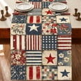 thumbnail image 2 of FAJHHA Table Runner 13.79" x 9.85" Art Deco Checkered Stars Stripes Table Runner Multicolor Checkered Stars Stripes Table Runners, 2 of 7