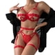 thumbnail image 1 of Gibobby Conjunto de lencería Sexy Lencería de dos piezas para mujer, sexy con encaje floral, escote en V profundo, brasier inalámbrico y tanga exótico(Rojo, G), 1 of 5