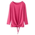 thumbnail image 1 of SXcggal One T-Shirt Basique à Col Rond pour Petite Fille, Nœud devant, Manches Longues, Blouse Décontractée d'Automne, Mignon et Confortable, 1 of 5