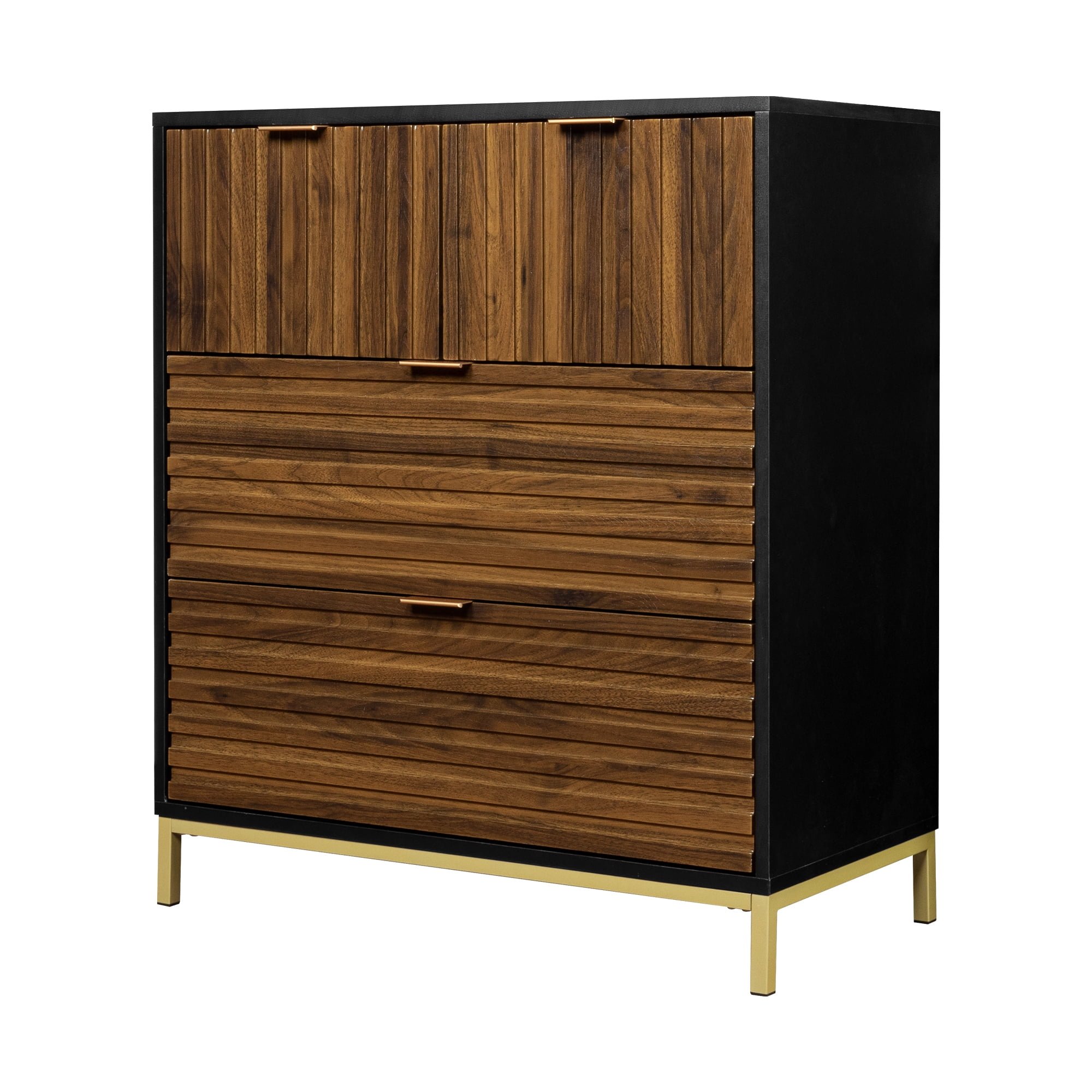 Kadyn Modern Drawer Dresser, Mid Century Chest of Drawers, 4 Drawer Chest Tower Storage Nursery Bedroom Dresser Organizer, Rustic Brown