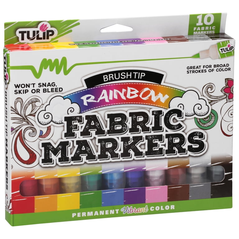Tulip Fabric Markers Brush Tip, 10-Color Rainbow Set photo 2