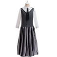 thumbnail image 2 of Girls Stripes School Uniform Pleated Skirt Costume Halloween Outfits Dress up, Black Size 9-10Y, 2 of 8