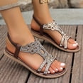 thumbnail image 6 of HaiMao Rhinestone Sandals for Women Clearance Dressy Casual Summer Flat Casual Dress Sandal Sparkly Beach Wedding Bride Sandals Brown 6.5(38), 6 of 9