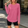 thumbnail image 6 of CBASIHI Womens Workout Tops Long Sleeve- Comfy Loose Fit Yoga Gym Athletic Casual Crew Neck T Shirts Hot Pink Size M, 6 of 7