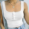 thumbnail image 5 of WCMZJ Tank Top For Womens Sleeveless Button Up Ribbed Knit Crop Top Square Neck Summer Cute Tops Casual Trendy Tees, 5 of 7