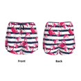 thumbnail image 6 of Uemuo Dark Blue Stripes and Flamingos Pattern Women's Athletic Shorts High Waisted Running Shorts with Liner Pockets Gym Elastic Workout Shorts-Small, 6 of 9