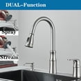 thumbnail image 3 of Brushed Nickel High Arc Kitchen Faucet Pull Down Pull Out 3 Holes Single Handle with Soap Dispenser Mixer Tap, 3 of 8