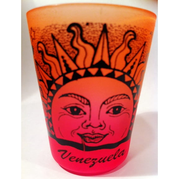 Venezuela Sun Neon Orange/Neon Pink Shot Glass