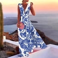 thumbnail image 3 of Hot Pink Womens Deep V-Neck Sleeveless Maxi Dress Elegant Flowy Evening Gown With Floral Clutch, 3 of 5