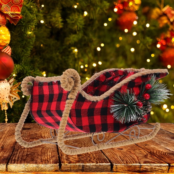 WRITWAA Multi-Color Desktop Sleigh Decoration, Holiday Home Ornament Figurine, Festive Seasonal , 1 Piece