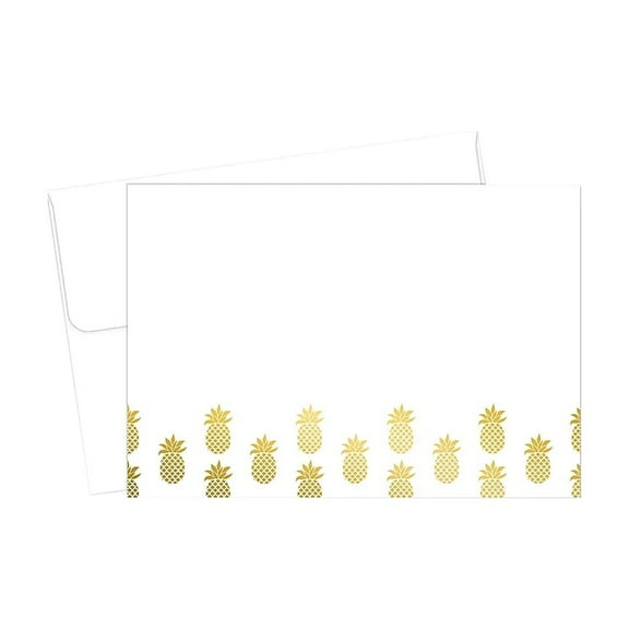 Great Papers! Golden Foil Pineapple Matte Personal Thank You Notecards White/Gold 50/Pack (2019079)