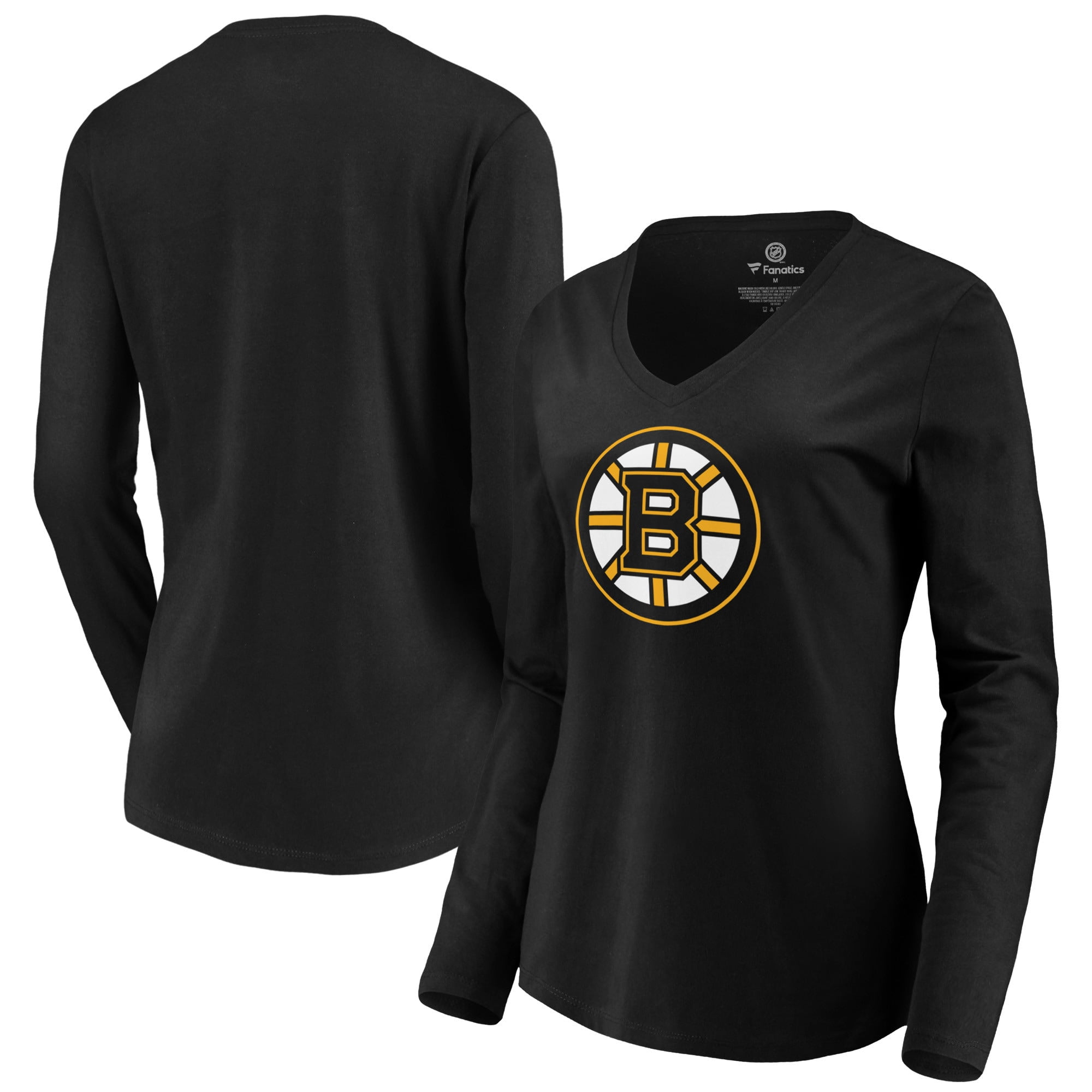 Boston Bruins Rebook Womens Primary Logo Collage V-Neck Tee 