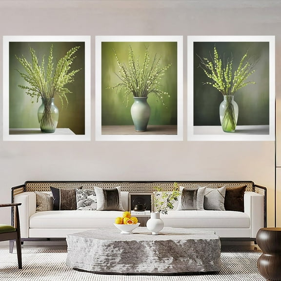 Canvas Wall Art Print – Home Decor Painting – Willows in Mint-2 20x24 (3-Pack)