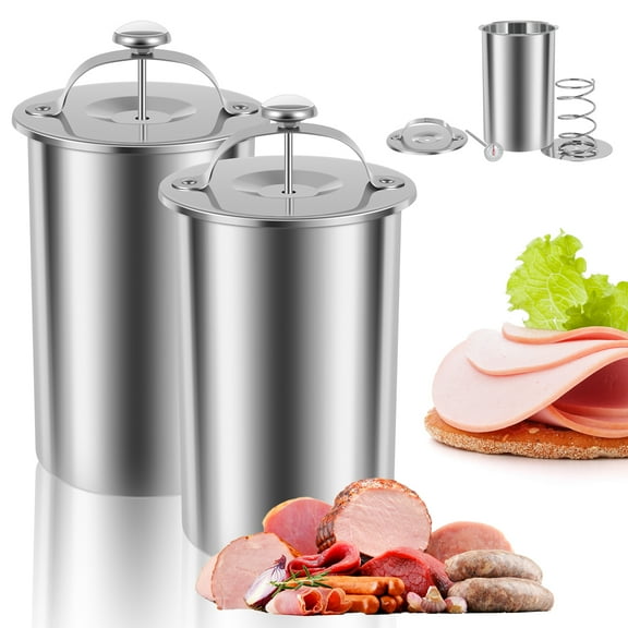 Hvxrjkn Stainless Steel Ham Maker Rustproof Meat Press Cooker with Thermometer Heat Resistant Meat Press Mold with Lid and Spring Multifunctional Deli Meat Press for Meat