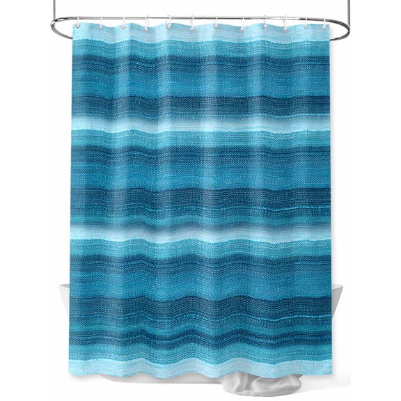 Fsddascl Turquoise Teal Ombre Shower Curtain Set - Extra Long 72" x 96" Bathtub Curtain with 12 Hooks, Farmhouse Modern Abstract Striped Waterproof Fabric Stall Shower Curtains for Bathroom/Bathtub