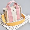 thumbnail image 6 of Small Square Canvas Bag Women Zipper Color Block Portable Travel Shoulder Crossbody Tote Pouch, 6 of 6