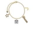 thumbnail image 2 of Delight Jewelry Silvertone Skull and Bones - Square Seal Goldtone Dream Big Charm Bracelet, 7.5+2" Extender, 2 of 4