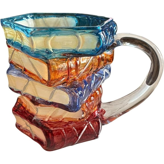 Painted Book Mug, Handmade 3D Painted Book Coffee Mug, Unique Books Stack Coffee Cup, Book mugs for Book Lovers, Collection Gifts For Literature Lovers Book
