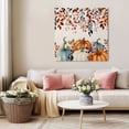 thumbnail image 5 of Orange Blue Pumpkins Wall Art Painting on Canvas, Thanksgiving Fall Leaves Farmhouse Canvas Art Home Prints Wall Art Framed Modern Artwork for Living Room Bedroom Wall Decor 16x16in, 5 of 9