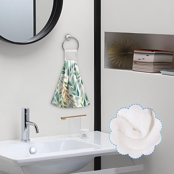 Toallas de baño Barra de cocina Toalla de mano colgante Baño Cocina con estampado Toalla suave absorbente Toalla impresa Toallitas de mano colgantes