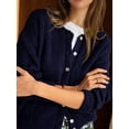 thumbnail image 3 of Gynyvoja Long Sleeve Crewneck Button Down Womens Sweaters Spring Open Front Chunky Cardigan for Women Navy Blue XL, 3 of 9