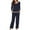 Navy, variant on Babysbule Womens Pajamas Women Fashion Splicing Sets Lounge Wear Home Sleepwear Long Sleeve Tops+Pants