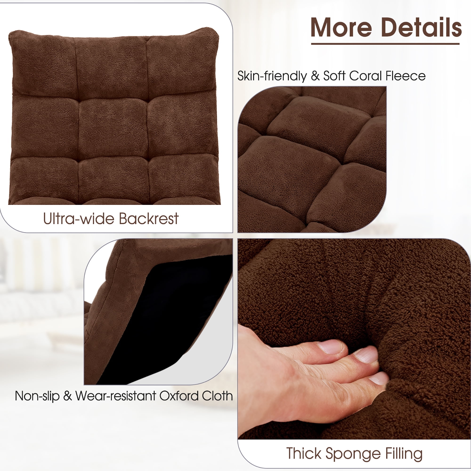Costway Adjustable 14-Position Lazy Sofas & Couches Cushioned-Coffee