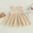 thumbnail image 4 of Robe de Bébé Enfants Fille Sans Manches Cou Solide Été une Ligne Robe, 4 of 8