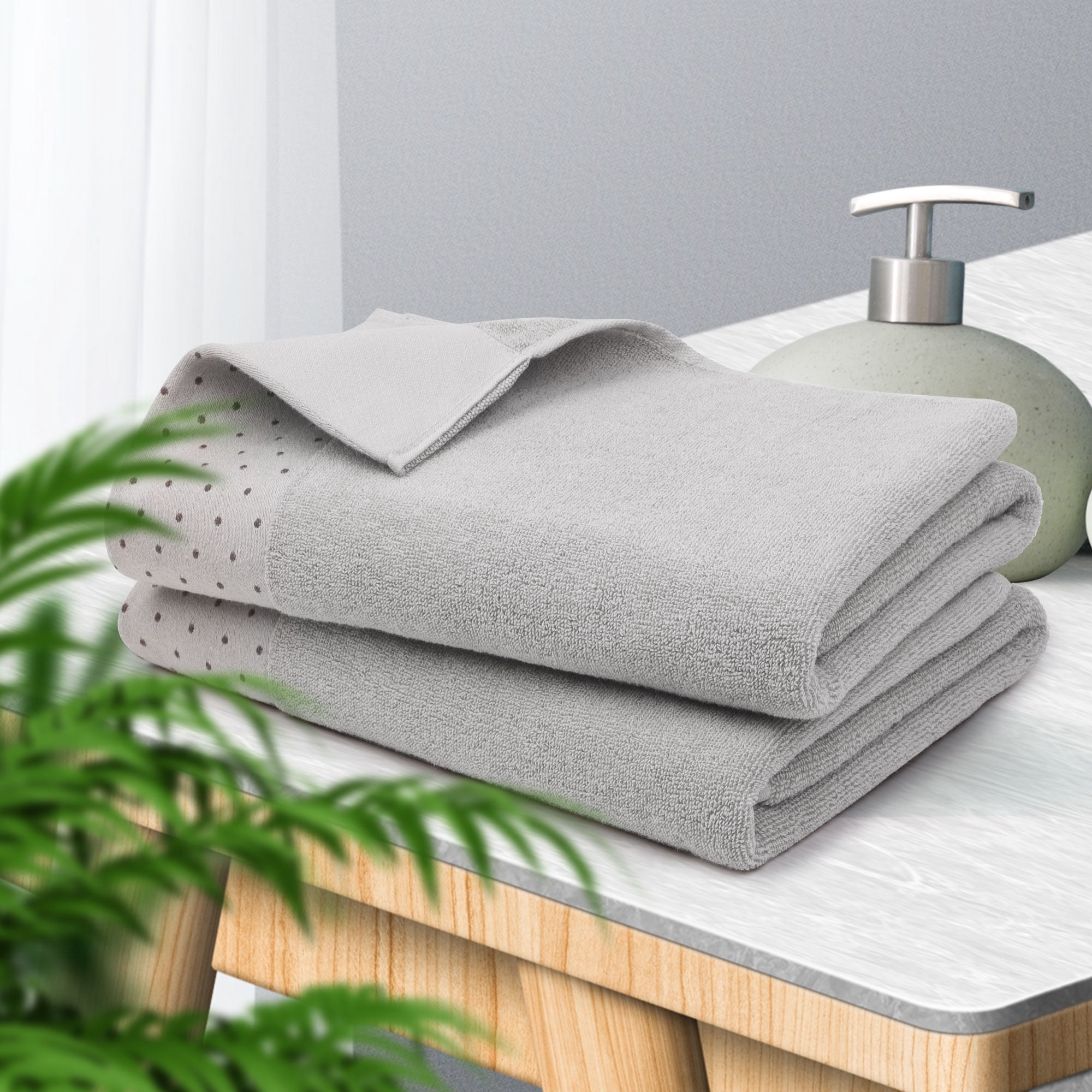 Unique Bargains Hand Towel Set 27" x 54" Soft 100% Combed Cotton 600 GSM Luxury Towels 2 Bone