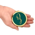 thumbnail image 3 of Koyal Wholesale Gold Compact Mirror Bridesmaid's Wedding Gift, Peacock Blue Jewel Tone , Monogram Letter Z, 1-Pack, 3 of 5