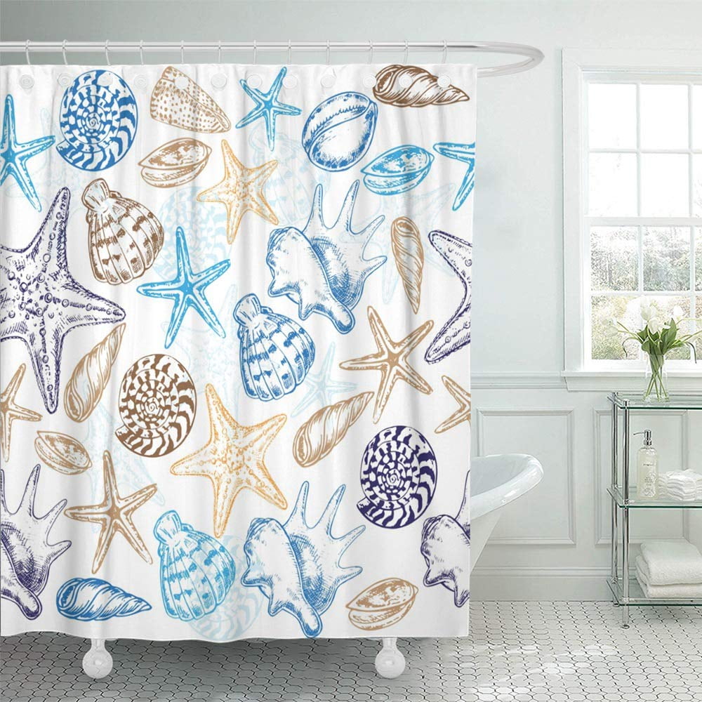 PKNMT Blue Sea The Seashells Shell Spiral Summer White Anchor Animal