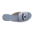 thumbnail image 2 of Schutz Daffy Jeans Slide Stitched Eye Design Metallic Low Heeled Sandals (Jeans, 5.5), 2 of 3