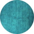 thumbnail image 1 of Ahgly Company Indoor Round Oriental Turquoise Blue Industrial Area Rugs, 4' Round, 1 of 4
