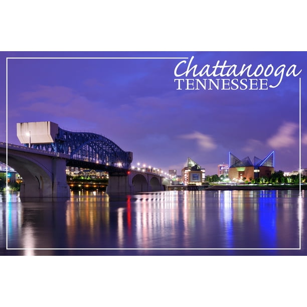 Chattanooga, Tennessee, Night (9x12 Wall Art Print, Home Decor