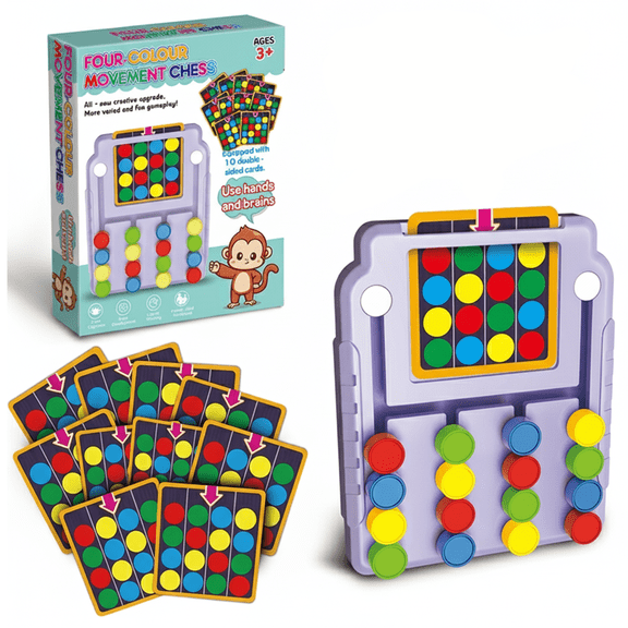 Slide Puzzle for Kids by Funtogether Toys, Educational Montessori Toy with 10 Pattern Cards, Color Matching Logic Game, STEM Brain Teaser for Ages 3-5