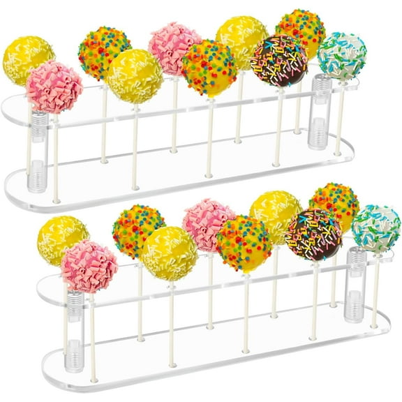 2 Pack 10 Holes Cake Pop Stand – Clear Acrylic Lollipop Holder Candy Cake pop stand for drying for Brityday Parties and Events