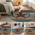 thumbnail image 6 of Texas Star Large Area Rugs for Bedroom Living Room, Soft Non Slip Carpet Bedside Rug, Teal Brown Farmhouse Wooden Country Round Floor Cover Kitchen Accent Rug 4' for Dining Room/Office, 6 of 9