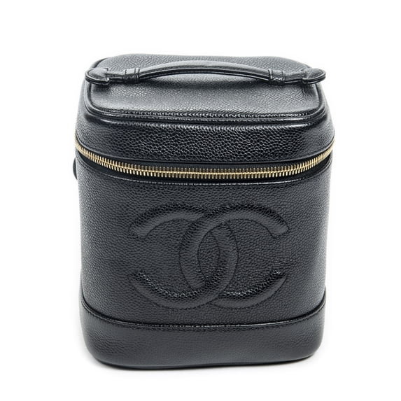 Pre-Owned Chanel Black CC Tall Vanity Case Handbag Caviar Leather