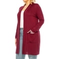 thumbnail image 2 of Women's Casual Plus Size Long Sleeve Loose Fit Solid Open Cardigan with Side Pockets, 2 of 6