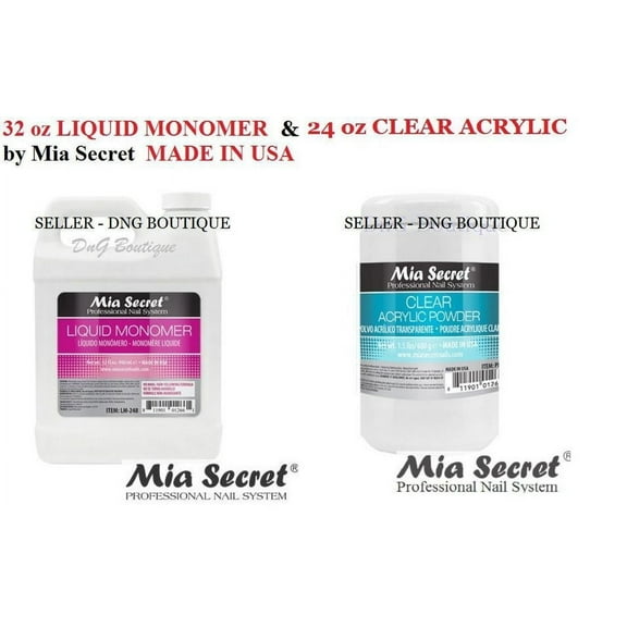 LWS LA Wholesale Store  32 oz Liquid Monomer & 24 oz Clear Acrylic Powder Set Mia Secret MADE IN USA