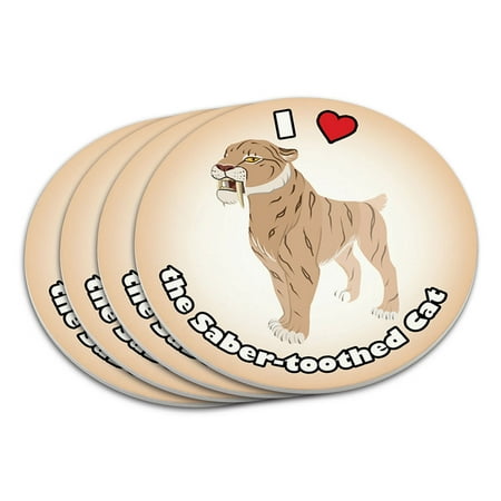 

I Love Heart Saber-Toothed Cat Dinosaur Coaster Set