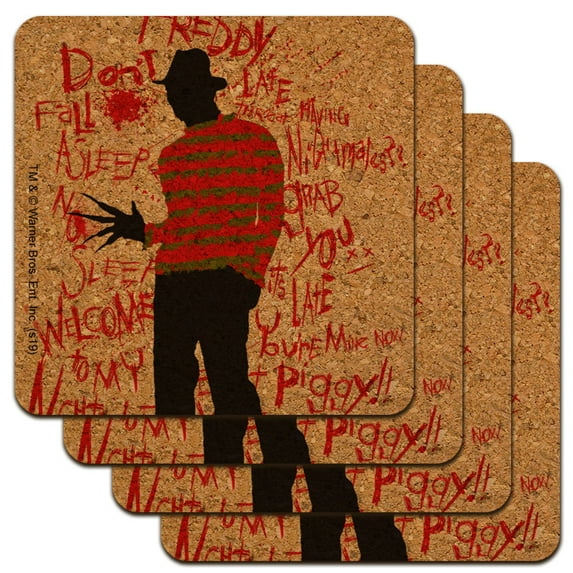 A Nightmare on Elm Street Freddy Low Profile Novelty Cork Coaster Set