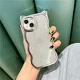 thumbnail image 2 of for iPhone 12 Pro Cute Plating Case for Women, Luxury 3D Cat Ears Kawaii Cartoon Phone Case for iPhone 12 Pro, Girls Glitter Case with Curly Wave Frame for iPhone 12 Pro Fashion Design (Silver), 2 of 14