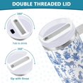 thumbnail image 3 of Yayeee 40oz Stainless Steel Tumbler with Straw and Handle Double-Wall Insulated Travel Water Bottle, Blue Animals Pattern, 3 of 8